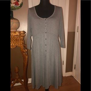 GREY JERSEY KNIT BUTTON FRONT SHIRT DRESS